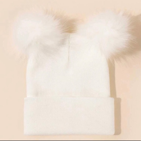 SOLD New! White Pompom Beanie - Picture 2 of 2